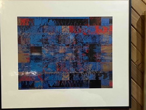 Chris Wayne Cibachrome Print - Abstract Blue and Red Grid