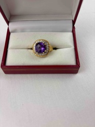 Amethyst and Diamond Cluster Ring
