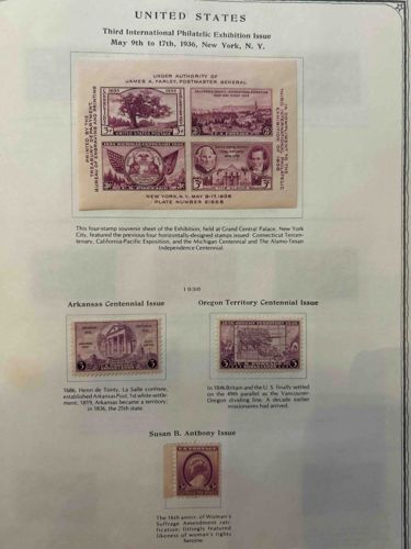 1936 United States Third International Philatelic Exhibition Souvenir Sheet and Commemorative Stamps