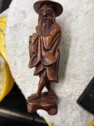 Carved Wooden Figure of a Bearded Man