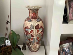 Japanese Satsuma Style Hand-Molded and Painted Vase