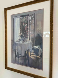 Interior Scene with Open Window and Tea Setting Print