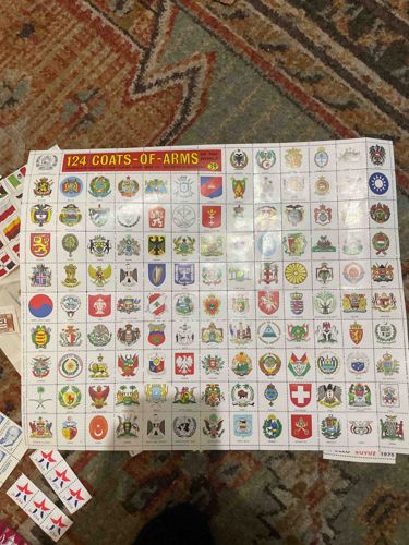 124 Coats-of-Arms of the World Sticker Sheet (1975)