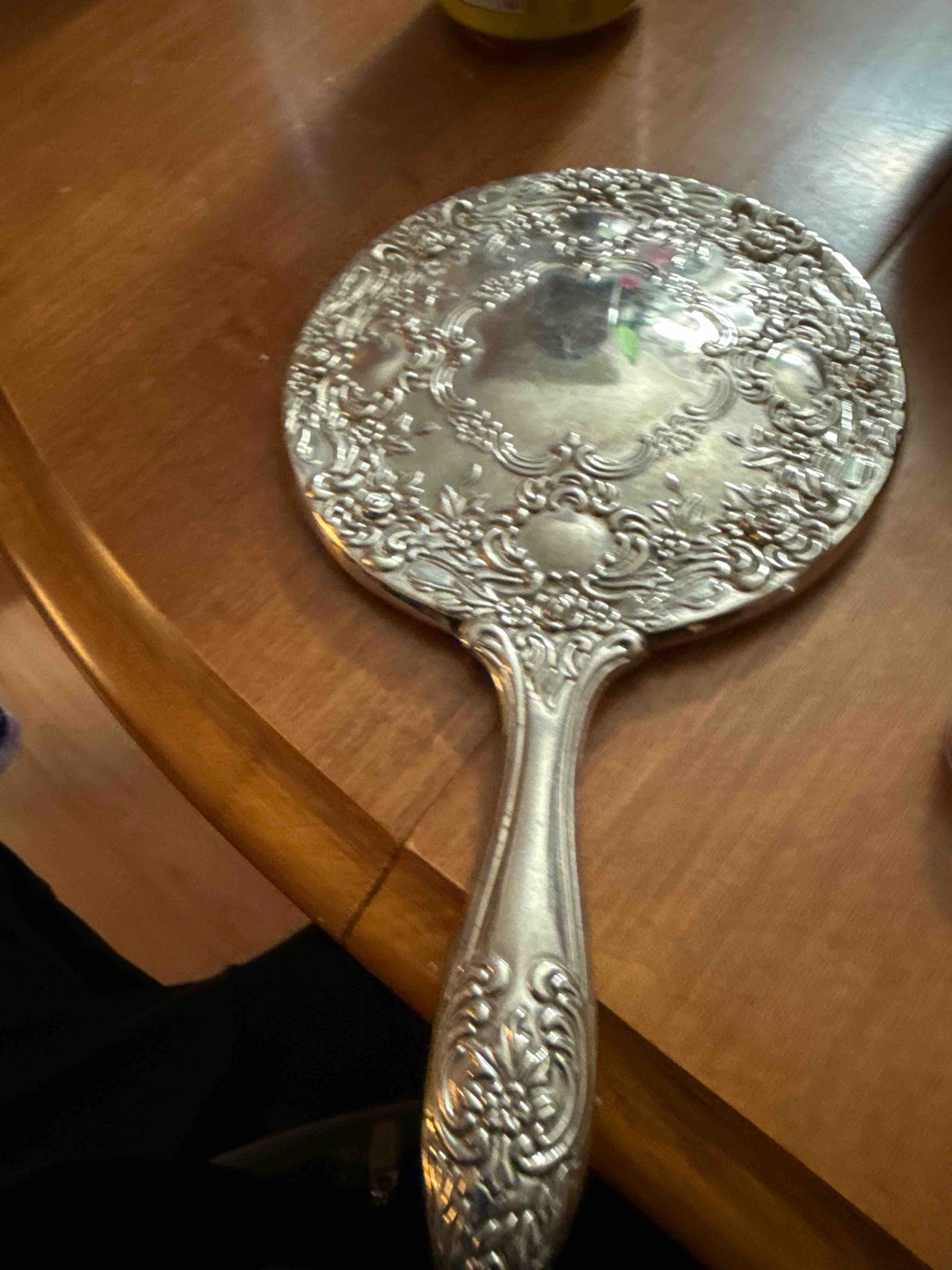 Vintage Repoussé Silver-Plated Hand Mirror