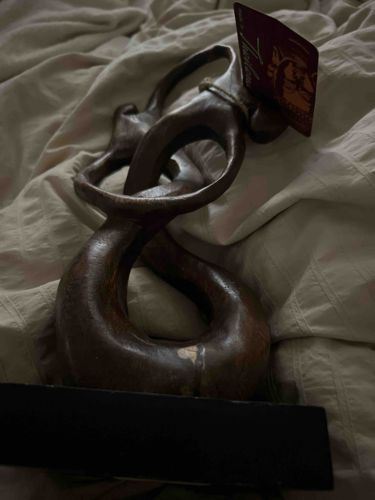 Abstract Wooden Sculpture with Base