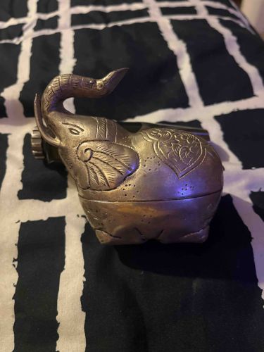 Vintage Decorative Brass Elephant Trunk-Up Figurine