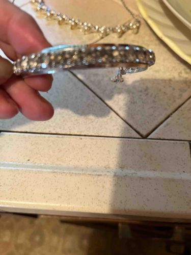 Silver-Toned Paved Bangle Bracelet