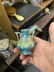 Miniature Japanese Moriage Handled Vase