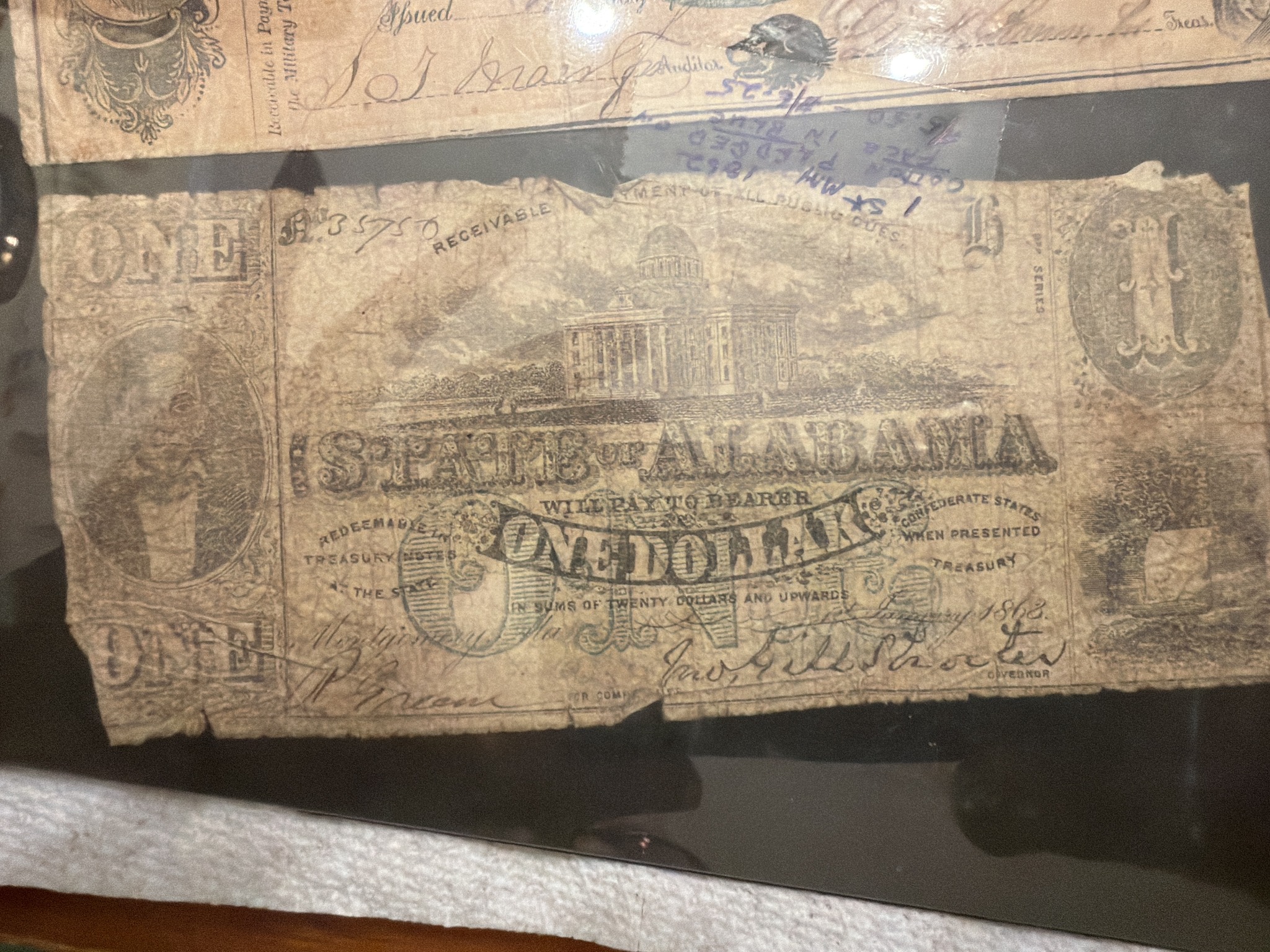 Submitted photo of State of Alabama One Dollar banknote (unauthenticated)