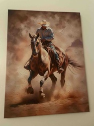 Western Cowboy and Horse Canvas Art Print