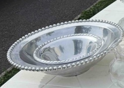 Set of Two Oval Beaded Edge Serving Bowls