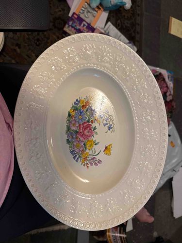 Floral Oval Ceramic Serving Bowl
