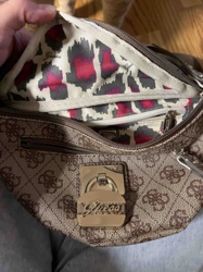 Guess Monogrammed Handbag with Leopard Print Lining