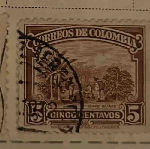 Corrios de Colombia 5 Cincocentavos Cafe Suave Stamp
