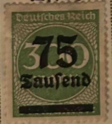 German Inflation Period Postage Stamp (75 Tausend Mark)