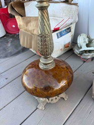 Vintage Faux Burl Wood and Gilt Table Lamp Base
