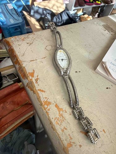 Oval Faced Fashion Watch with Braided and Textured Link Bracelet