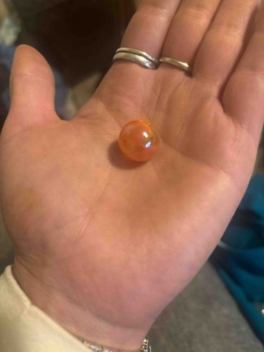 Translucent Orange and Green Swirl Glass Marble