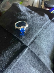 Blue Stone and Diamond Accent Ring
