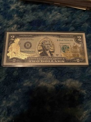 Gold-Plated United States Two Dollar Bill