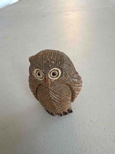 Mid-Century Textured Ceramic Owl Figurine