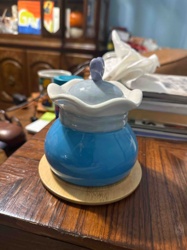 Ceramic Lidded Pot with Ruffled Rim