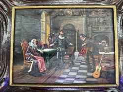 A Baroque-Style Figural Relief Panel in Carved Wooden Frame