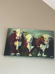 Painting of Three Hereford Calves