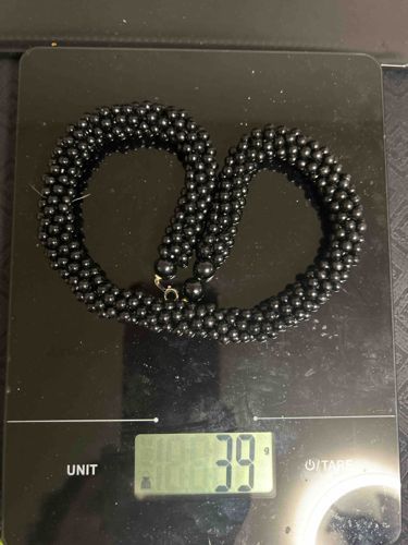 Multi-Strand Black Beaded Choker Necklace with Gold-Tone Clasp