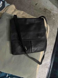 Black Leather Flap-Over Shoulder Bag