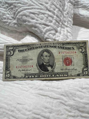 United States Five Dollar Red Seal Legal Tender Note