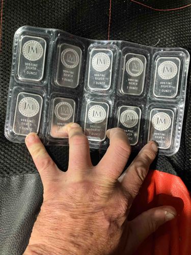 JM 1 Ounce .999 Fine Silver Bars (Set of 10)