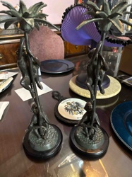 Pair of Bronze Monkey Candlesticks