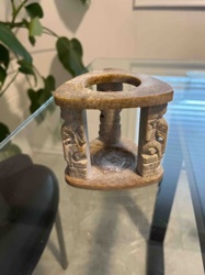 Carved Stone Triangular Candle Holder / Incense Burner