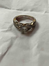 Two-Tone Bypass Shank Ring with Central Solitaire and Pave Accents