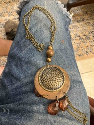 Wood and Metal Pendant Necklace