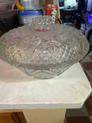 Pressed Glass Covered Candy Dish or Compote