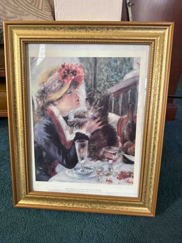 Framed Print of 'Luncheon of the Boating Party' detail by Renoir
