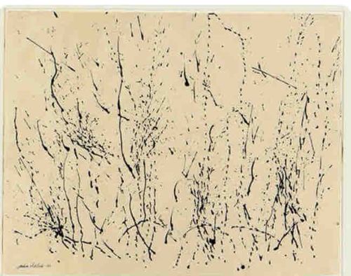 Untitled (Black and White Drip Drawing by Jackson Pollock)