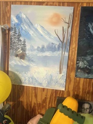 Winter Mountain Landscape Oil Painting