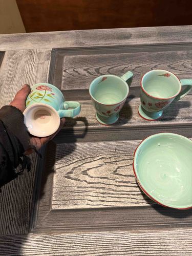 Sango 'Sweet Briar' Hand-Painted Stoneware Cups and Bowl