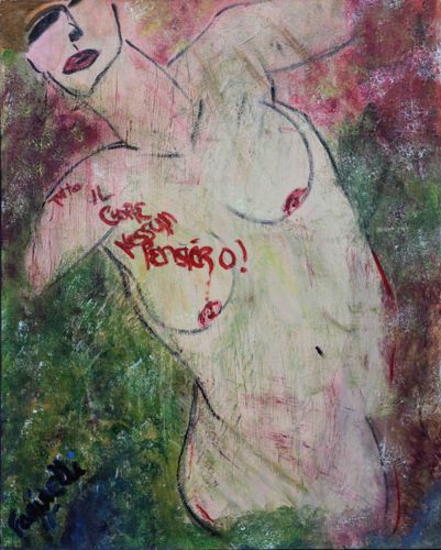 Modern Neo-Expressionist Untitled Nude Study featuring Italian Graffiti