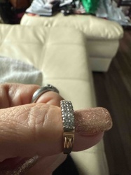 Two-Tone Diamond or Cubic Zirconia Pave Band Ring