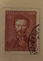 Czechoslovakian Postage Stamp - X. Vsesokolsky Slet v Praze, Jindrich Fugner Portrait