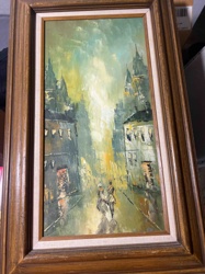 Mid-Century Modern Impressionistic Cityscape Oil Painting