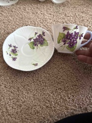 Violet Floral Teacup and Saucer Set