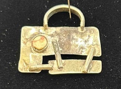 Sterling Silver Handbag Pendant with Stone Accent