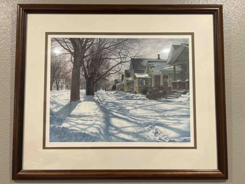 Framed Winter Streetscape Fine Art Print
