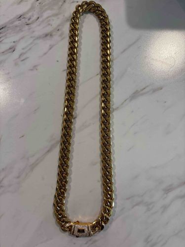 Gold Cuban Link Chain with Diamond Clasp