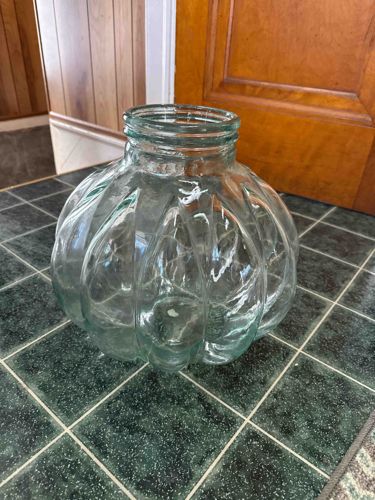 Ribbed Aqua Glass Jar/Vase